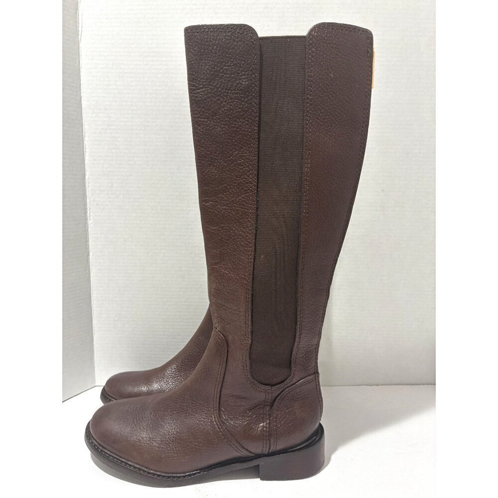 Tory Burch Women's Sz 5.5 Christy Brown Pebbled Leather Knee High Boots